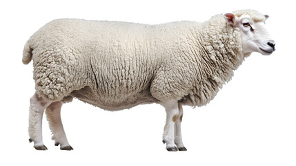 Sheep Profile Portrait in Elegant White Coat - Animal Photography for Professional Use