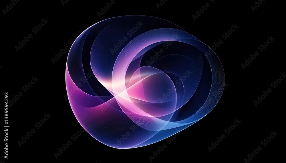 Poster abstract geometric sphere with blue and purple gradient on black background featuring a futuristic d