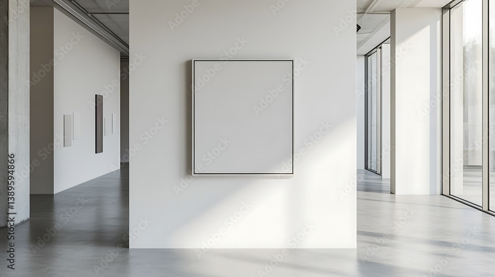 Poster empty frame in modern art gallery.