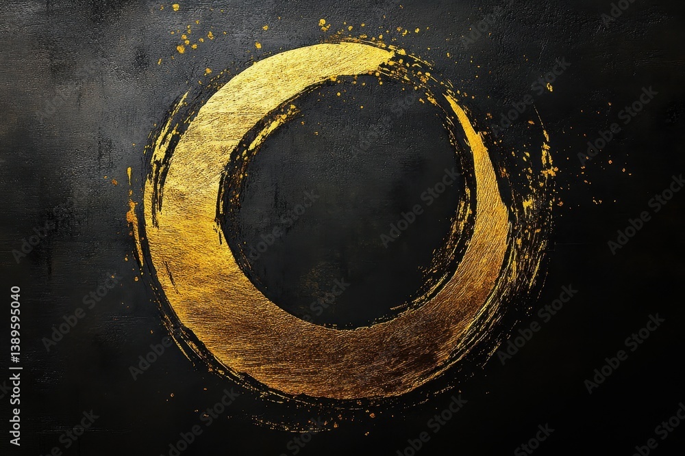 Aufkleber abstract golden glitter circle on dark textured background creating a luxurious design with sparkle 