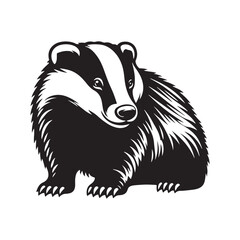 Badger Silhouette - Minimalist Badger Vector - Badger Illustration. Badger Animal Design.