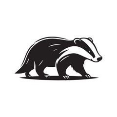 Badger Silhouette - Minimalist Badger Vector - Badger Illustration. Badger Animal Design.
