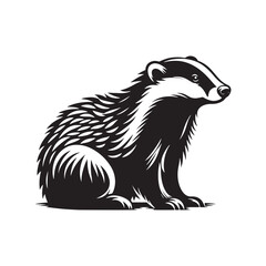 Badger Silhouette - Minimalist Badger Vector - Badger Illustration. Badger Animal Design.