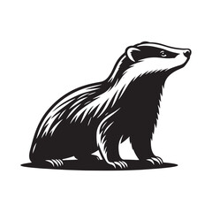 Badger Silhouette - Minimalist Badger Vector - Badger Illustration. Badger Animal Design.