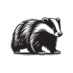 Badger Silhouette - Minimalist Badger Vector - Badger Illustration. Badger Animal Design.