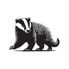 Badger Silhouette - Minimalist Badger Vector - Badger Illustration. Badger Animal Design.