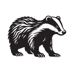 Badger Silhouette - Minimalist Badger Vector - Badger Illustration. Badger Animal Design.