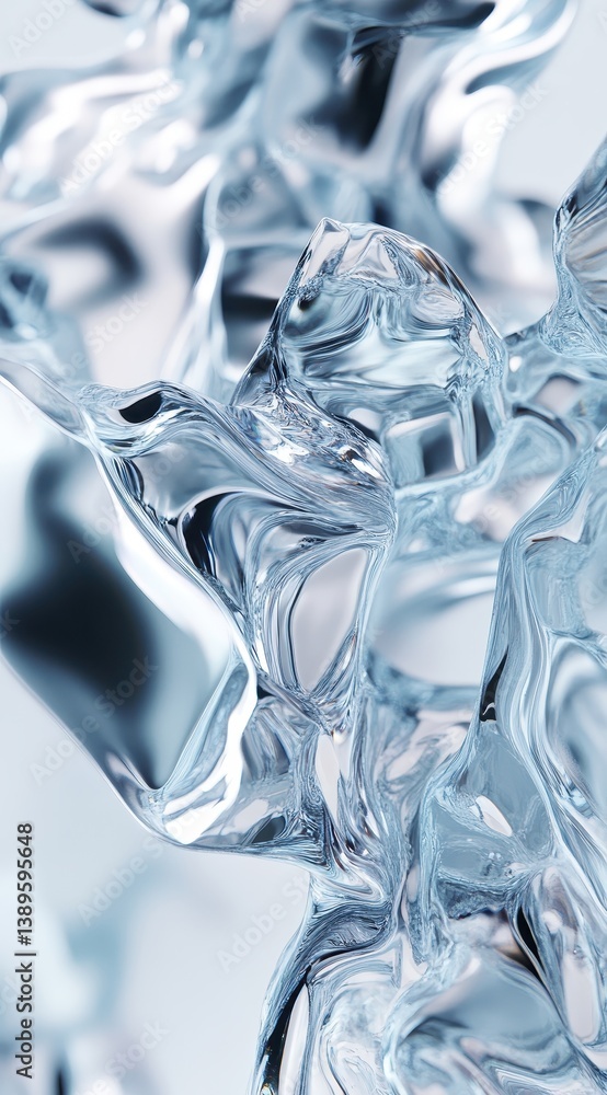 Aufkleber abstract liquid water formation with transparent blue hues textured surface reflective highlights sm