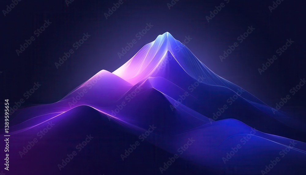 Fototapete abstract luminous mountain range with polygonal mesh texture gradient purple and blue color scheme d