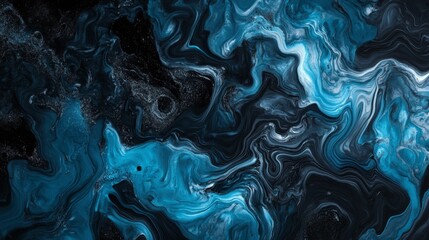 Obraz premium Abstract Blue and Black Fluid Art Background for Creative Projects
