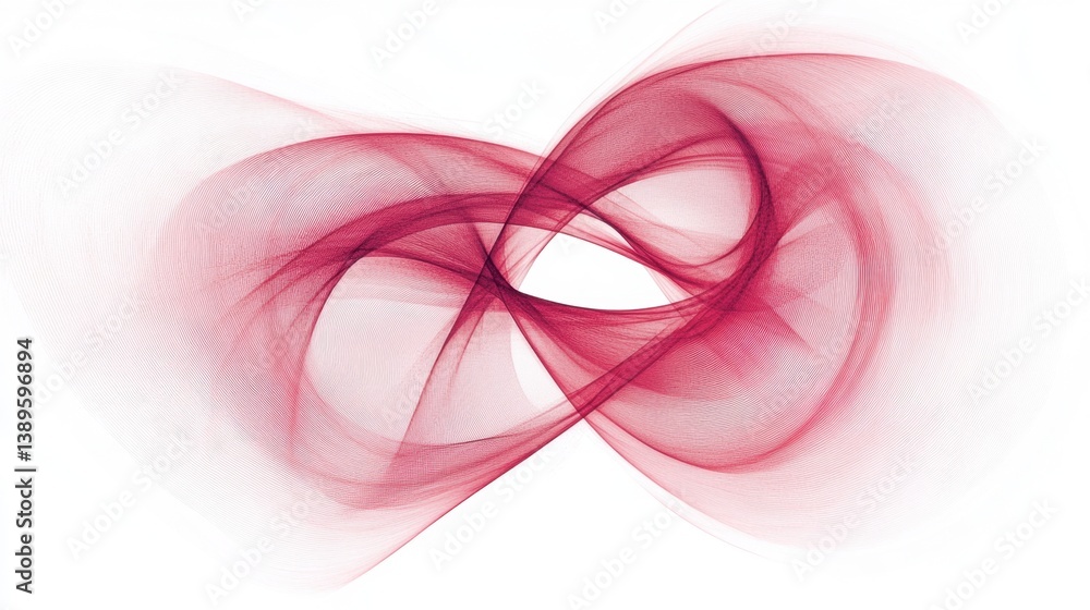 Poster abstract red flowing waves in motion with elegant curves and shapes