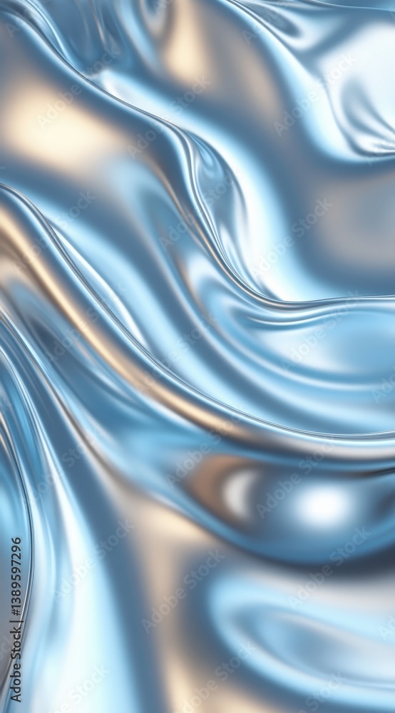 Poster abstract silver metallic wave background with smooth curves and shiny surface a dynamic design with 