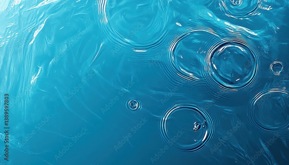 Aufkleber abstract turquoise water ripples with circular waves and textured surface liquid reflections in a cl