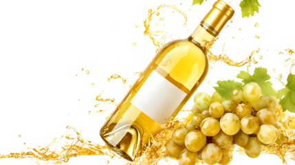 White Wine Bottle on Transparent and White Background - Elegant and Versatile Drink Display Option
