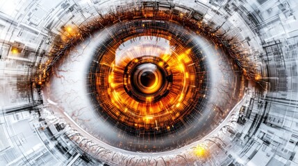 Cybernetic eye, intricate technological design, futuristic vision