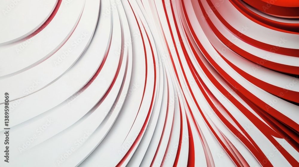 Poster abstract curved lines in white and red tones with modern design
