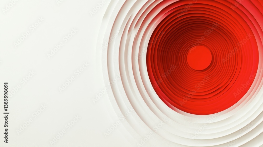 Poster vibrant circular patterns with red and white swirling design