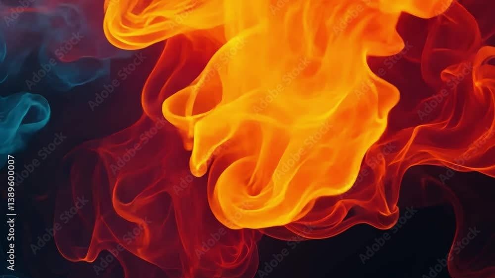 Aufkleber vibrant abstract flame design with dynamic swirls and bright color gradients representing energy, he