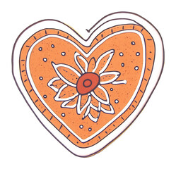 Heart Shaped Cookie Design Warm Orange Tones. AI Generated