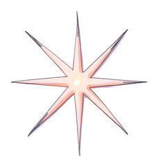Fototapeta premium Soft light illuminates a stylized pink starburst design perfectly centered against a white background. AI Generated