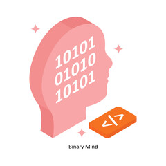 Binary Mind Concept isometric Style Illustrations. Eps 10 File