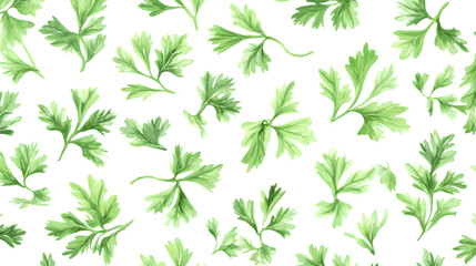 Fototapeta premium Fresh and Lively Cilantro Leaves Arranged on a Clean White Background Pattern