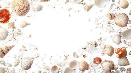 Variety of Seashells in Diverse Shapes and Sizes on Transparent Background