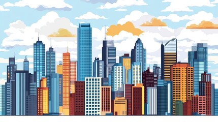 Obraz premium Colorful City Skyline View