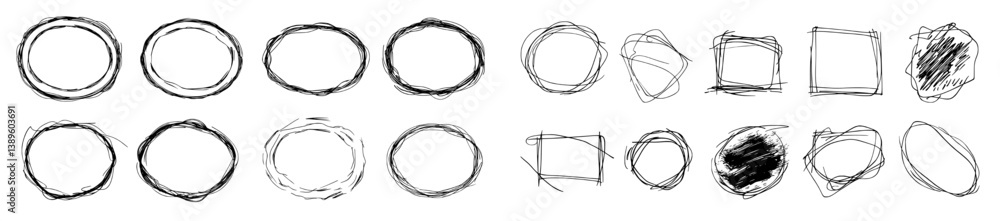 Poster the collection features an array of hand-drawn round frames, distinguished by their geometric brush 
