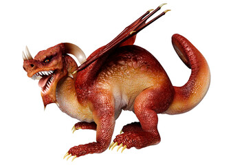 3D Rendering Fairy Tale Dragon on White