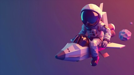 Minimalist of astronaut in space illustration 