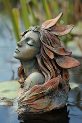 Obraz premium Serene depiction of lake spirit protecting waters and life within a tranquil environment