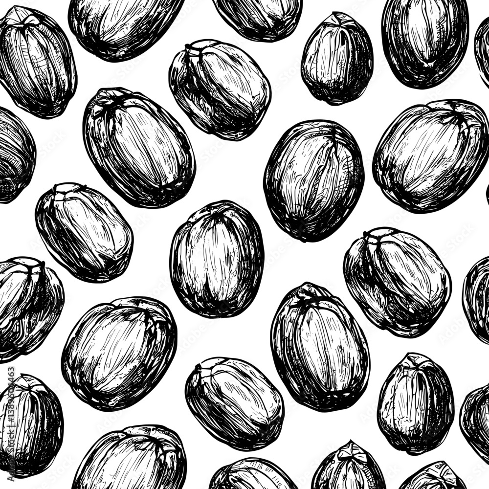 Poster a seamless pattern of raisins creates a modern background for drawings, featuring dried grape object