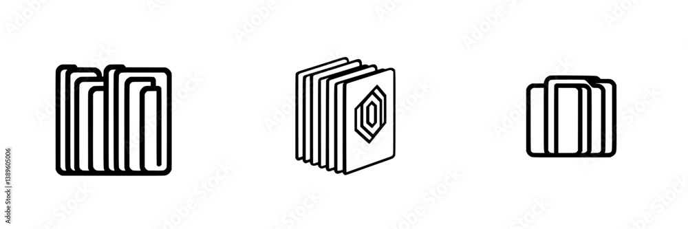 Poster minimalist vector line icons representing file folders and document organization for digital design 