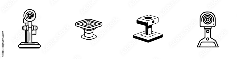 Poster collection of vector minimalist line icons showcasing various tools for inspection and measurement i