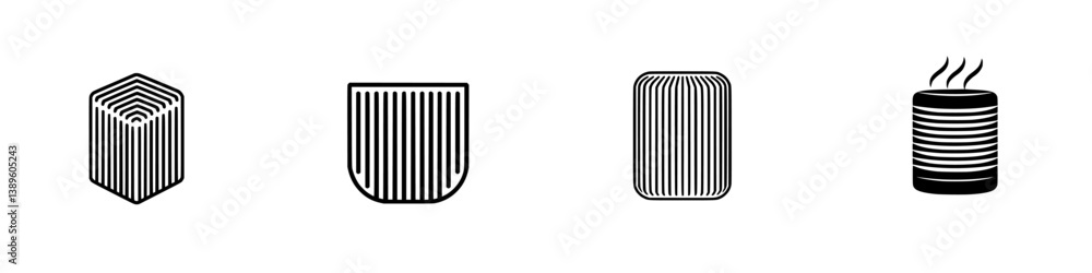 Poster set of minimalist line icons showcasing various container designs for modern graphic use