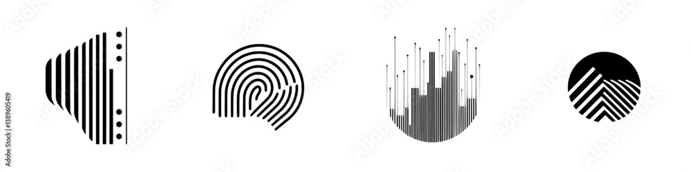 Poster minimalist vector line icons depicting various modern design elements and shapes suitable for digita