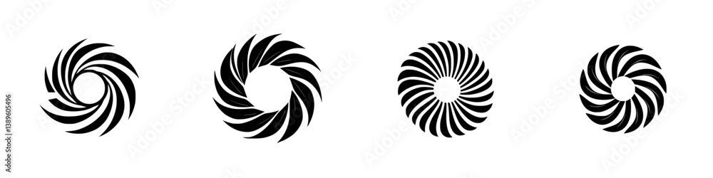 Aufkleber set of vector minimalist line icons with swirling designs for creative projects and digital applicat
