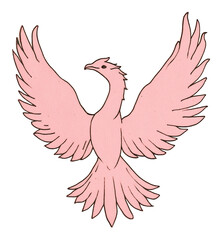 Fototapeta premium Elegant Pink Bird Soaring Wings Spread Wide Soft Light. AI Generated