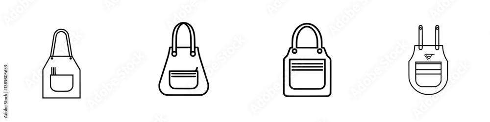 Poster set of minimalist line icons featuring various designs of bags suitable for different uses and style