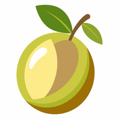 vector illustration of an apple with leaves
