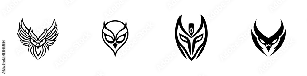 Poster minimalist vector line icons of owl and bird designs showcasing unique styles and artistic interpret