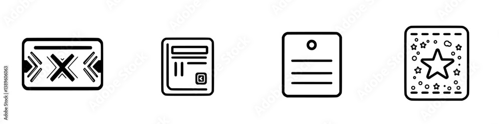 Poster minimalist line icon set featuring various symbols for design and communication purposes