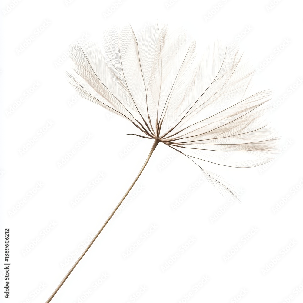 Leinwandbilder Delicate Dandelion Seed Head with Intricate Details Isolated on White Background Close Up Showing Fragility and Lightness in Macro Shot