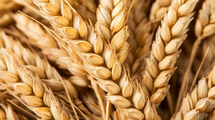 Close-up view of golden wheat stalks showcasing their texture and natural beauty in a field