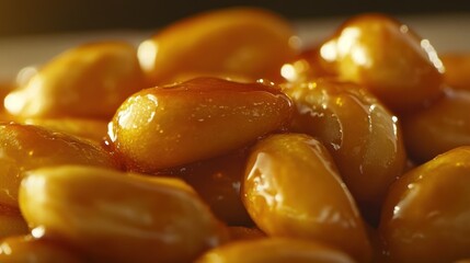 Sugary nuts close-up