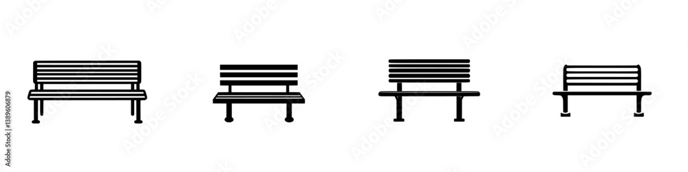 Aufkleber minimalist line icons of various bench designs for architectural and design projects