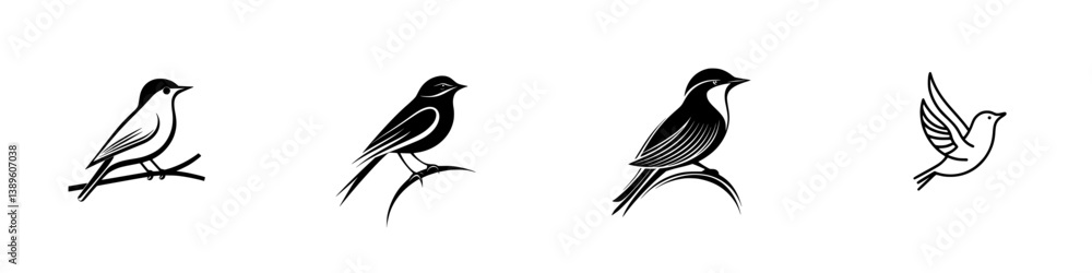 Poster minimalist line art collection featuring various bird designs in elegant simplicity for artistic pro