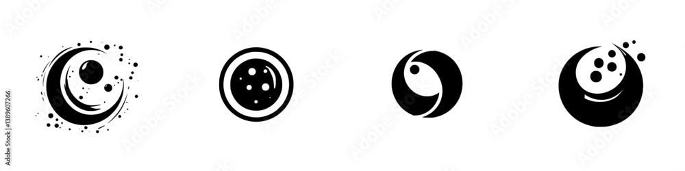Poster unique collection of vector minimalist line icons representing abstract designs and cosmic themes in