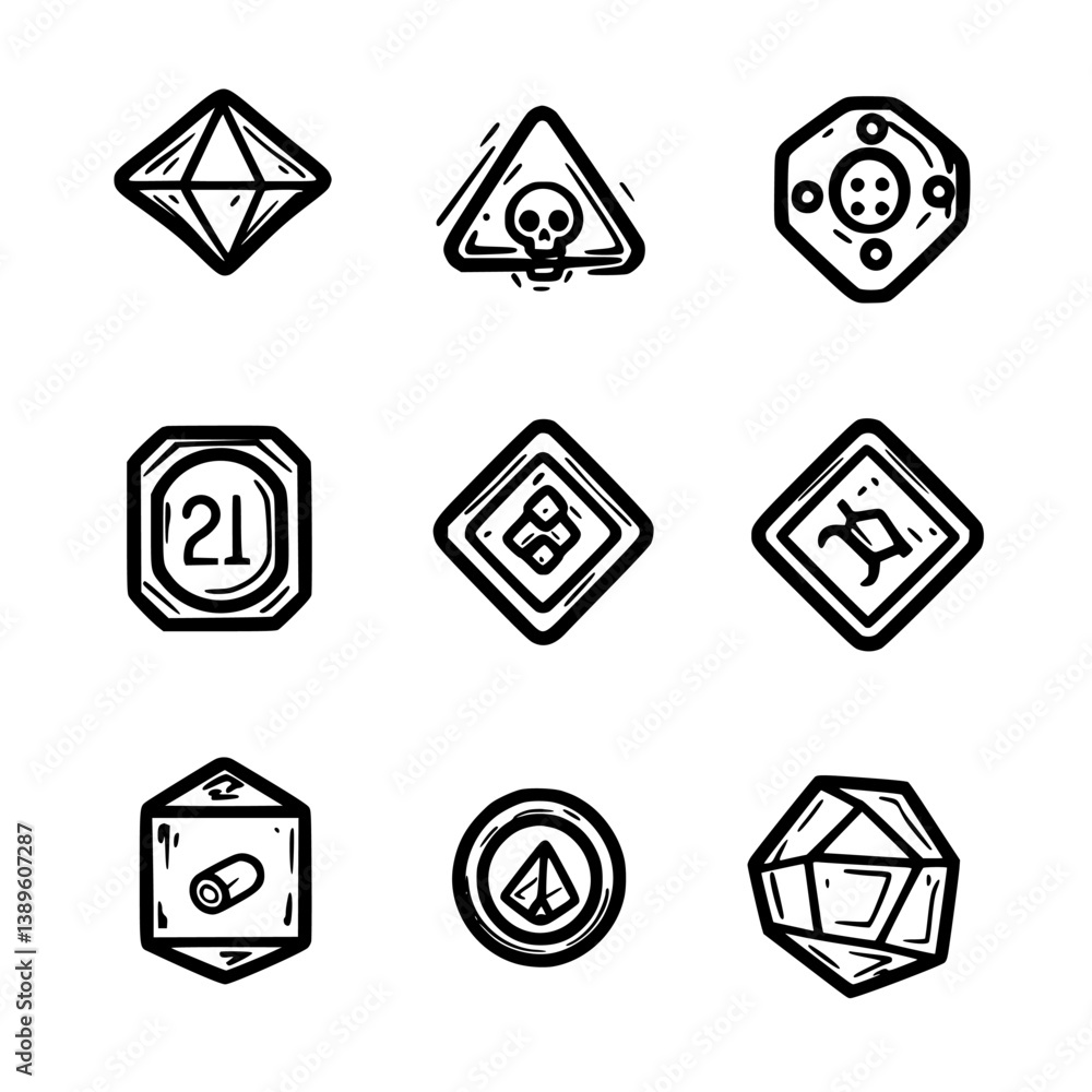 Aufkleber minimalist vector line icons set featuring geometric shapes and symbols for digital design and illus